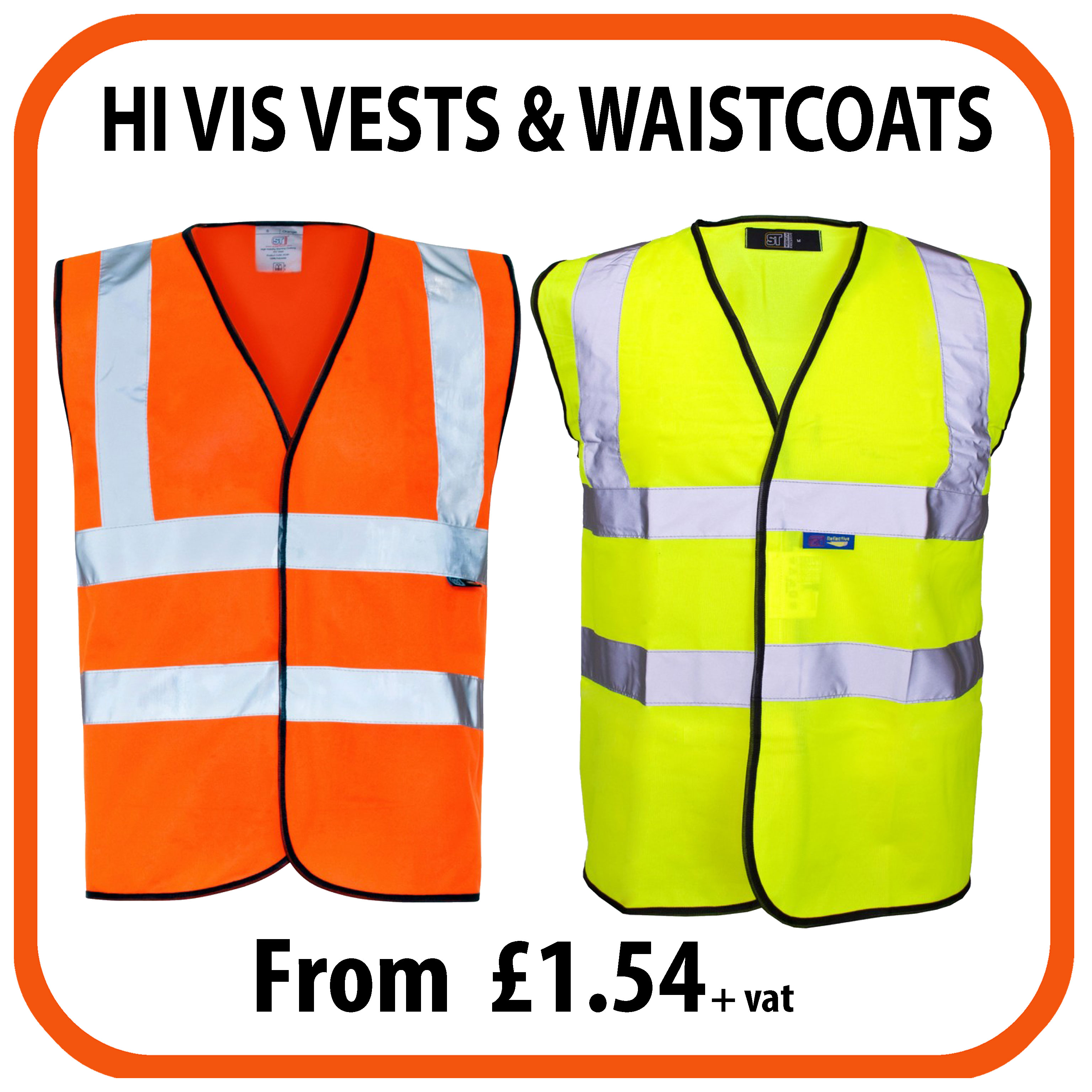 Personalised Hi Vis Safety Vest, Waistcoat Orange & Yellow EN ISO