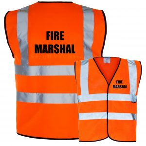 Imprimé Fire Marshal Haute Visibilité Rouge Vestes Hi Vis Viz Sécurité Gilet