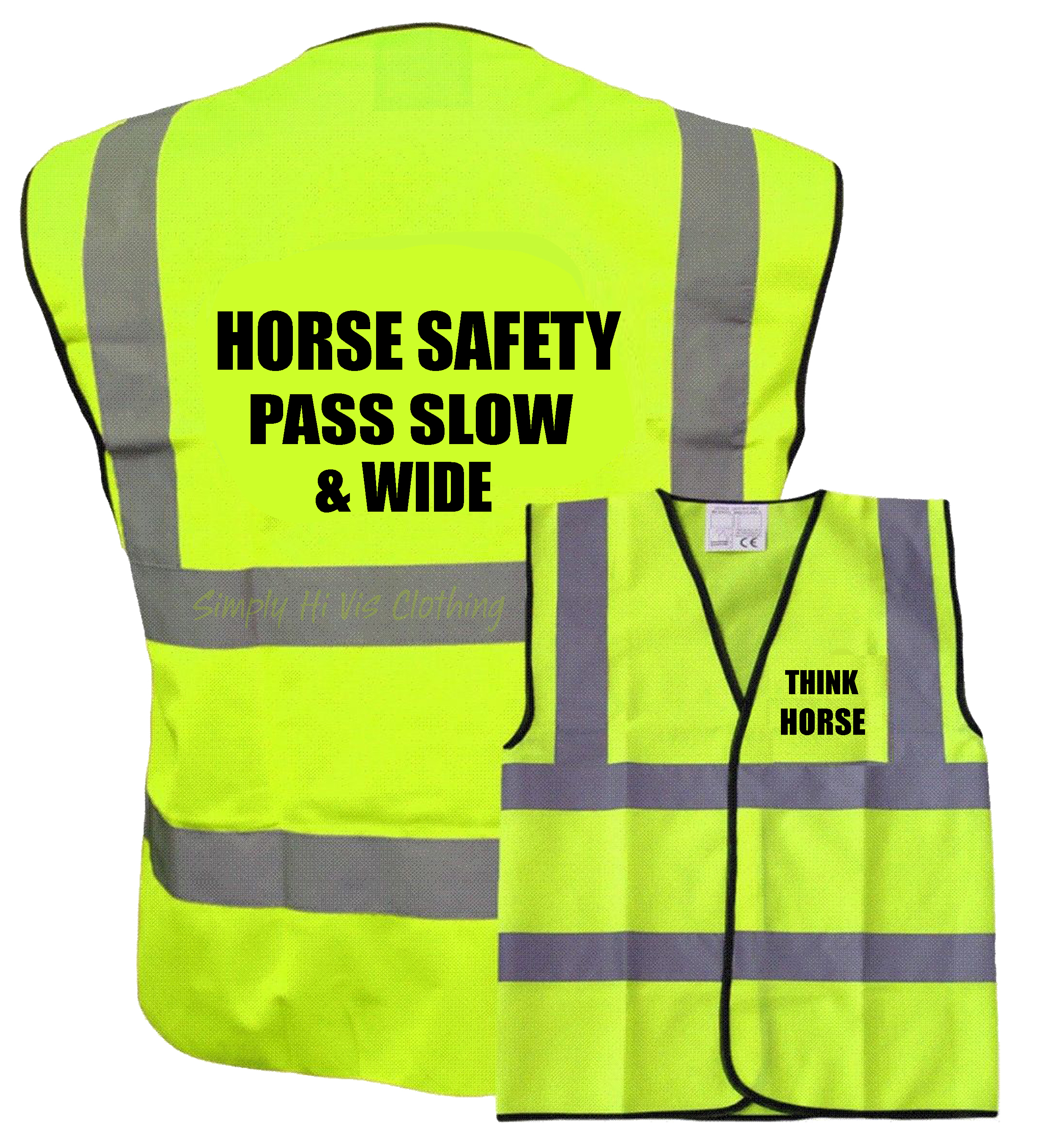 Horse Rider Pre Printed Yellow Hi Vis Safety Vest / Waistcoat EN ISO