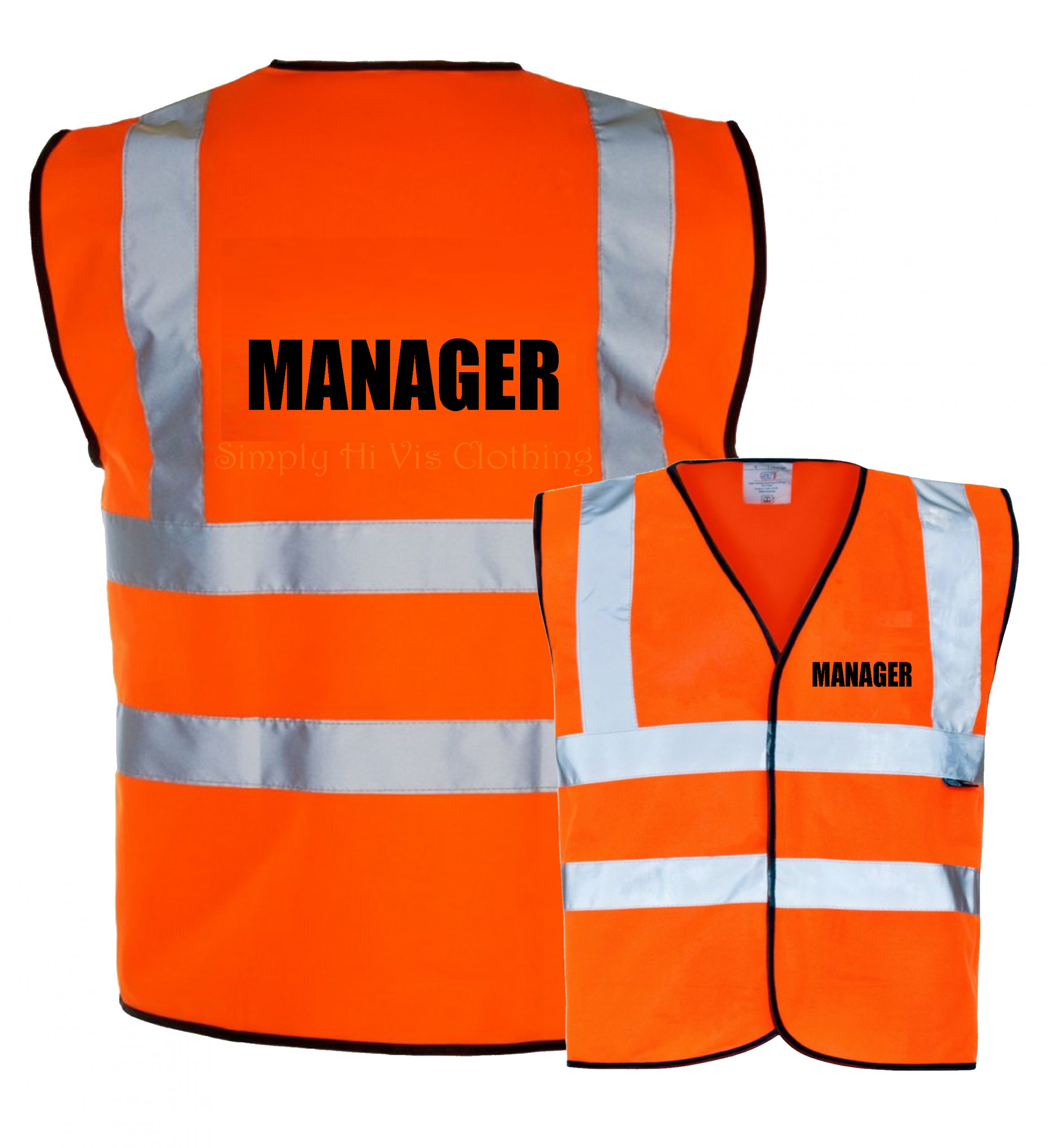 Manager Pre Printed Hi Vis Safety Vest / Waistcoat EN ISO 20471