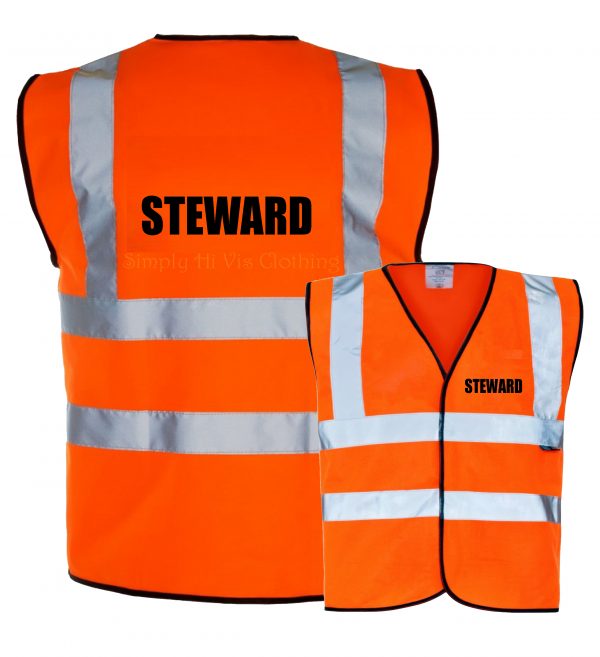 orange hi vi vest steward