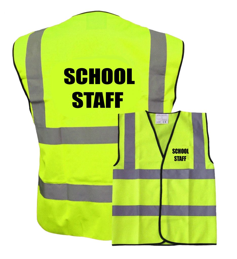 School Staff Pre Printed Hi Vis Safety Vest / Waistcoat EN ISO 20471