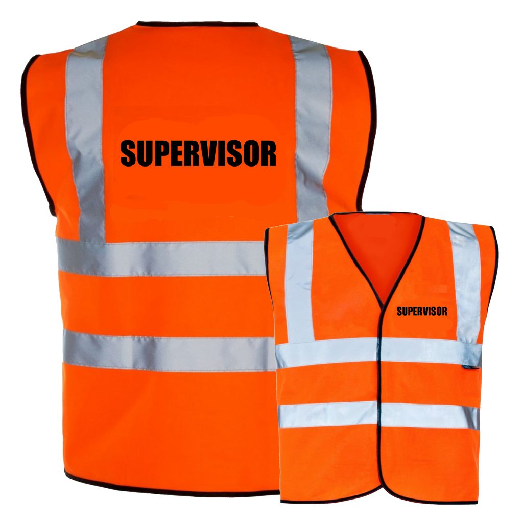 Supervisor Pre Printed Hi Vis Safety Vest / Waistcoat EN ISO 20471 add