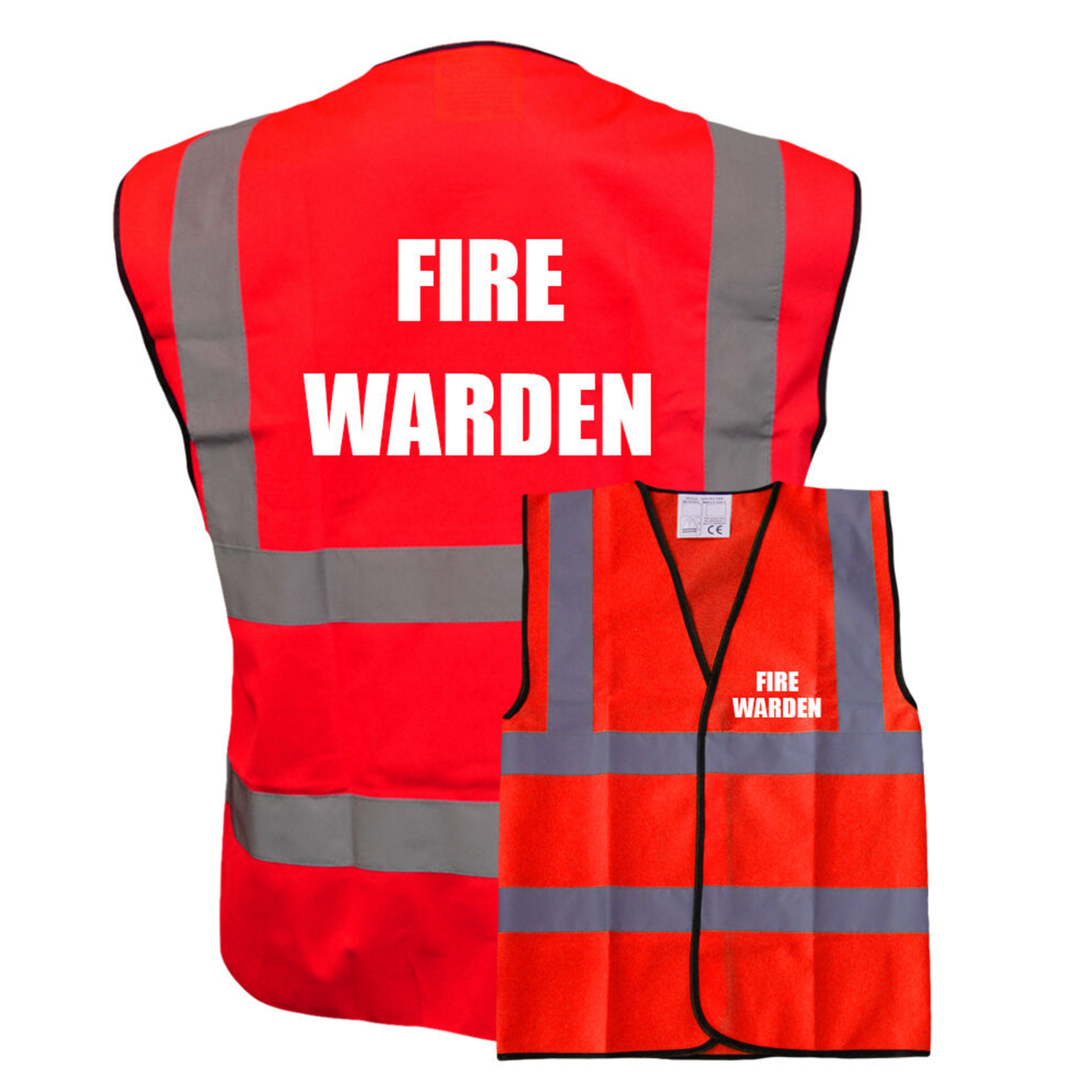 Red Hi Vis Safety Vest Waistcoat Pre Printed Fire Warden Simply Hi Vis Clothing Uk