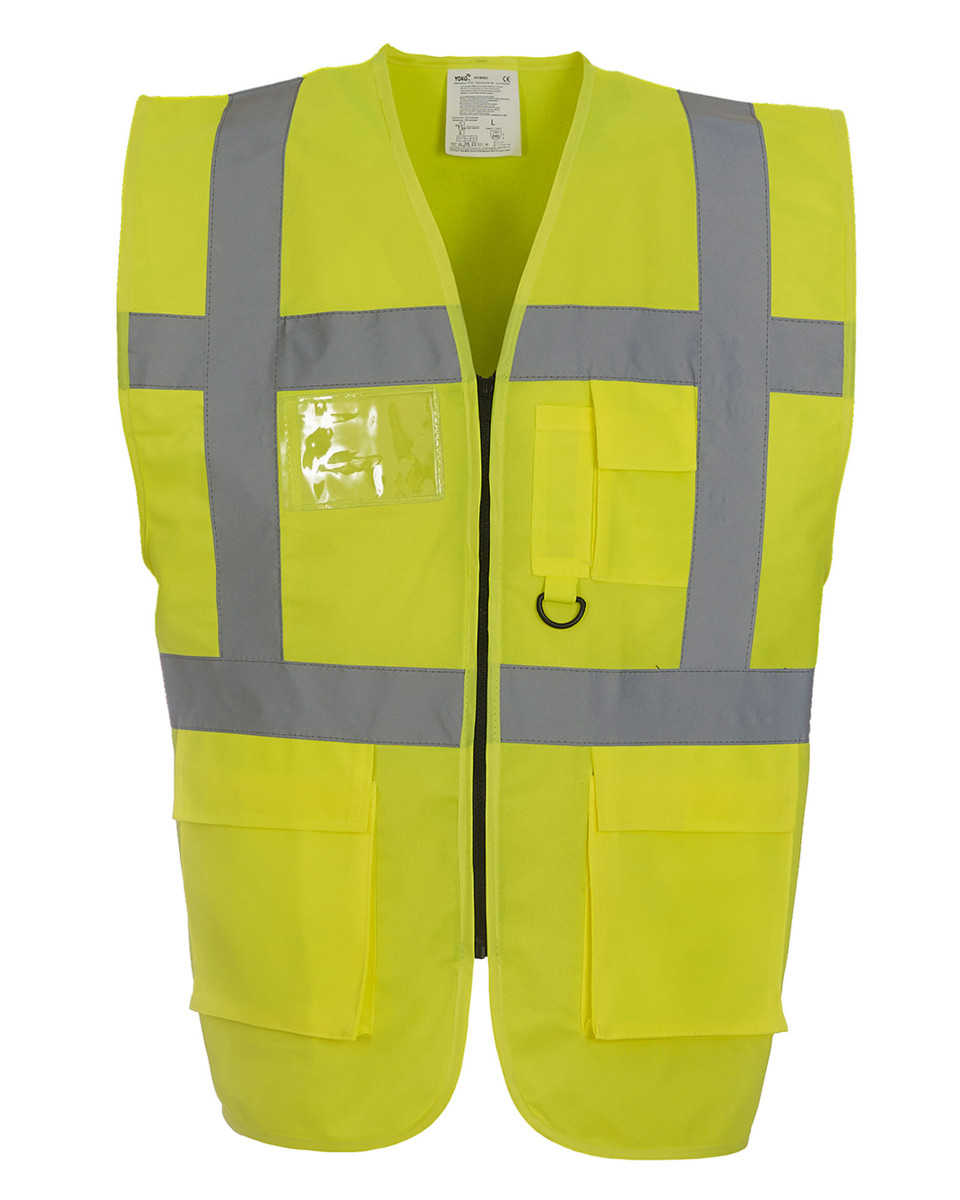 YOKO Yellow Multi Pocket Executive Hi Vis Coloured Waistcoats / Safety ...