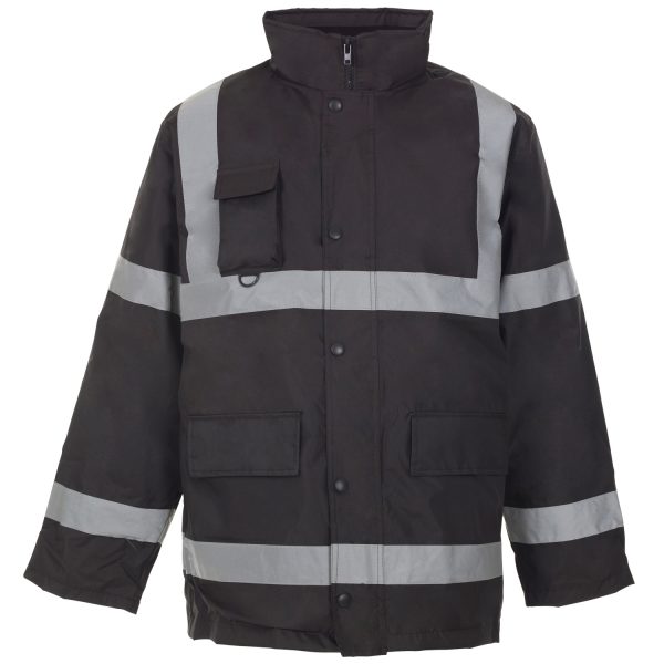 Hi Vis Coat / Parka Navy / Black With Reflective Silver Tape - Simply ...