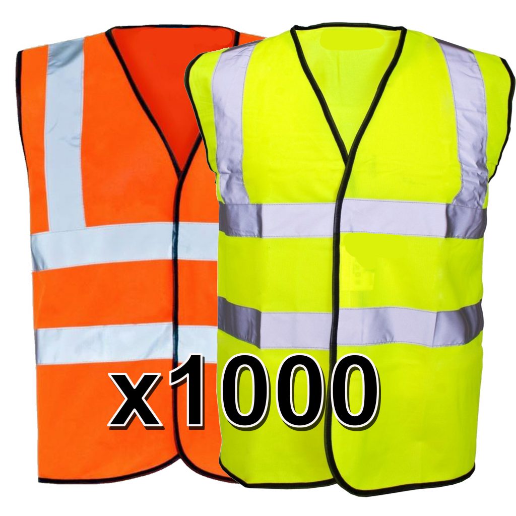 Bulk Buy x 1000 Hi Vis Safety Vest Hi Viz Waistcoat Orange & Yellow EN ISO 20471 Simply Hi