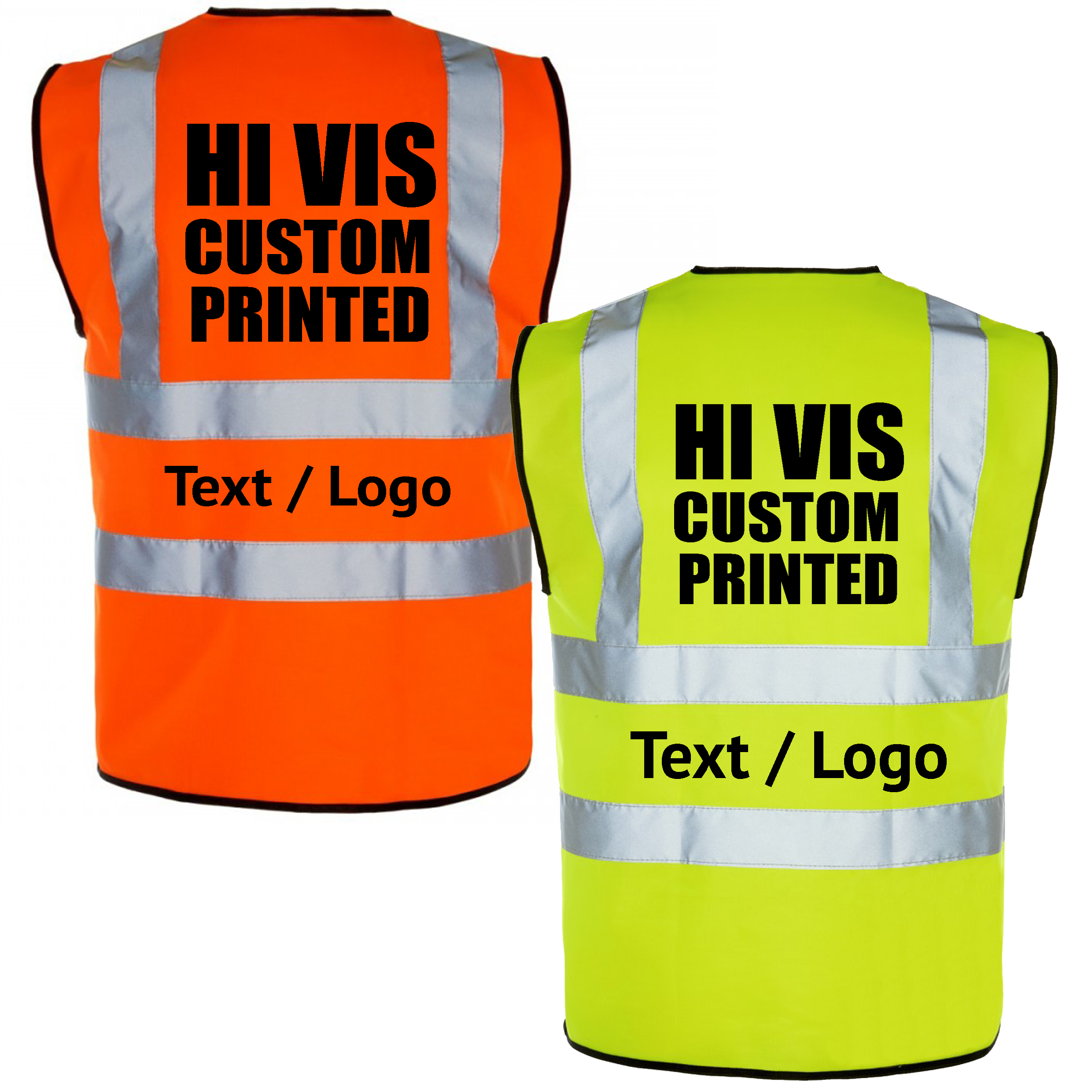 HI VIS SAFETY VEST print custom logo & text  Front & Back FULL Colour print 