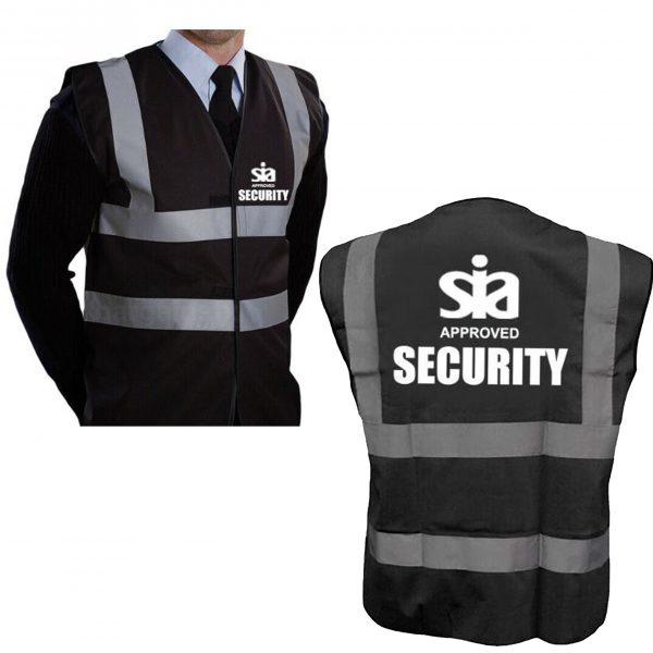 Black SIA security Hi Vis Vest