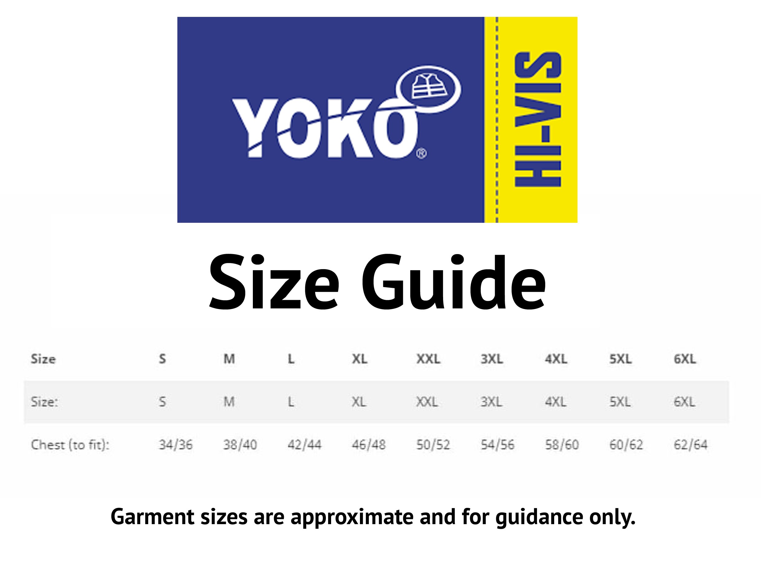 Yoko size guide