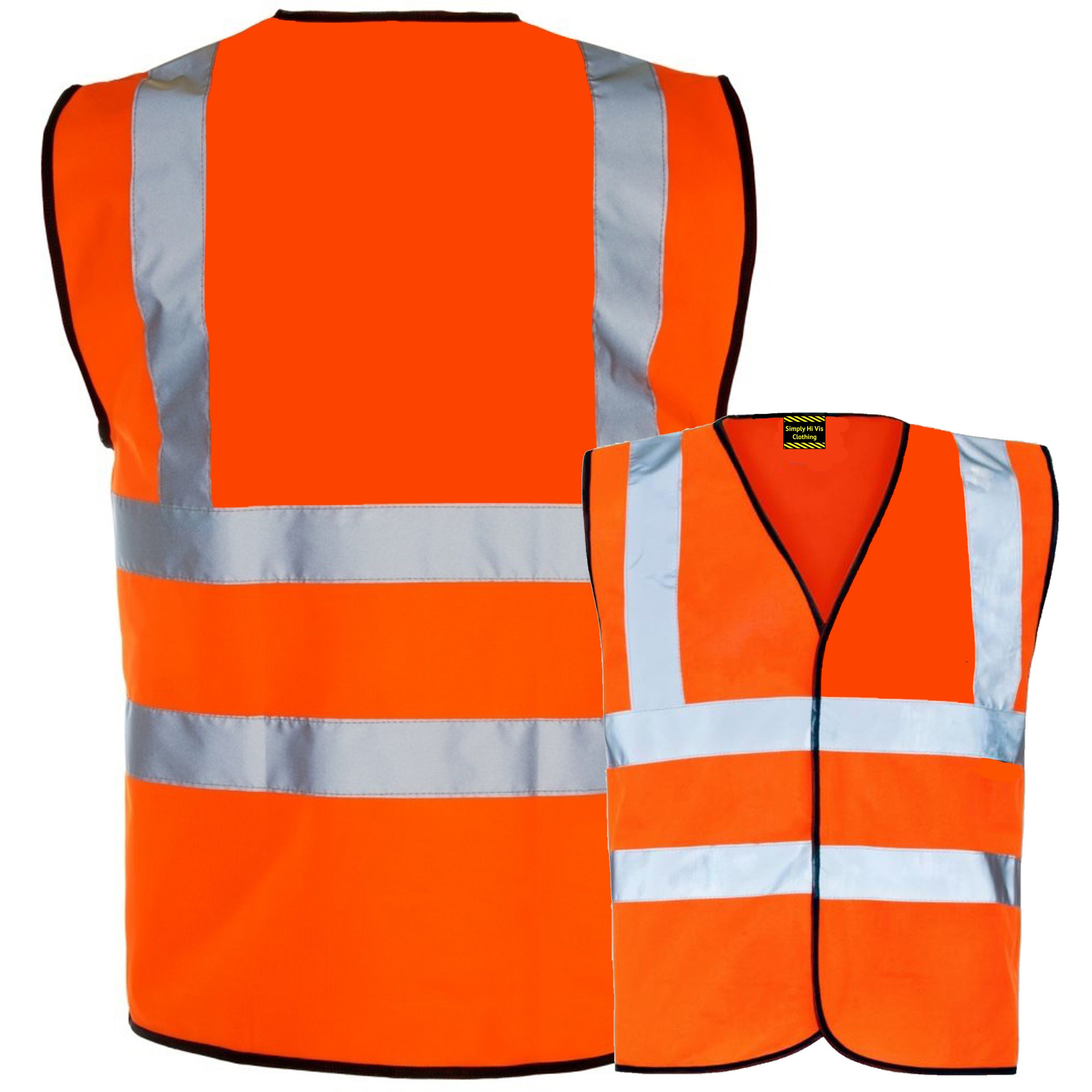 Budget Yellow Orange Hi Vis / Viz Safety Vest, Waistcoat, Tabard EN ISO  20471 Class 2 - Simply Hi Vis Clothing UK