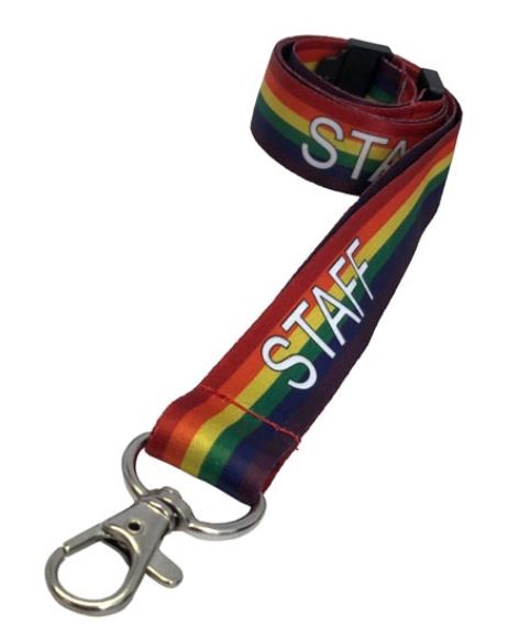 STAFF Pre Printed In Rainbow Colours Lanyard