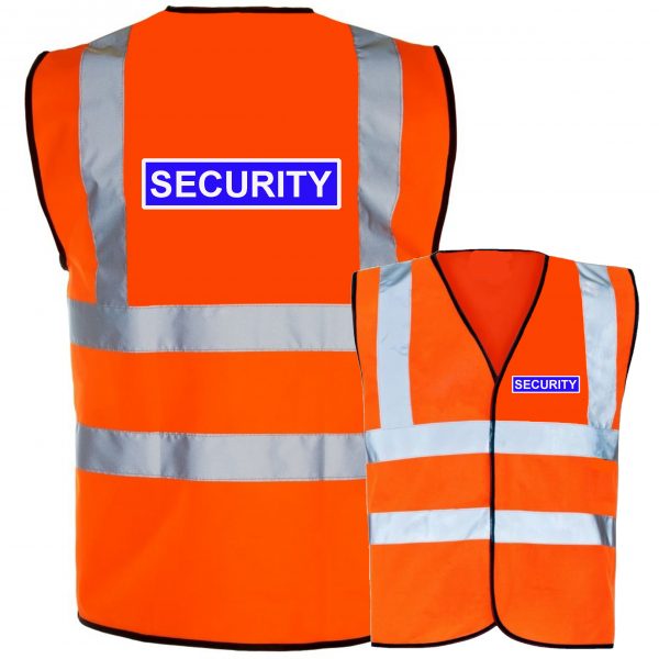 Security Hi Vis Orange White text