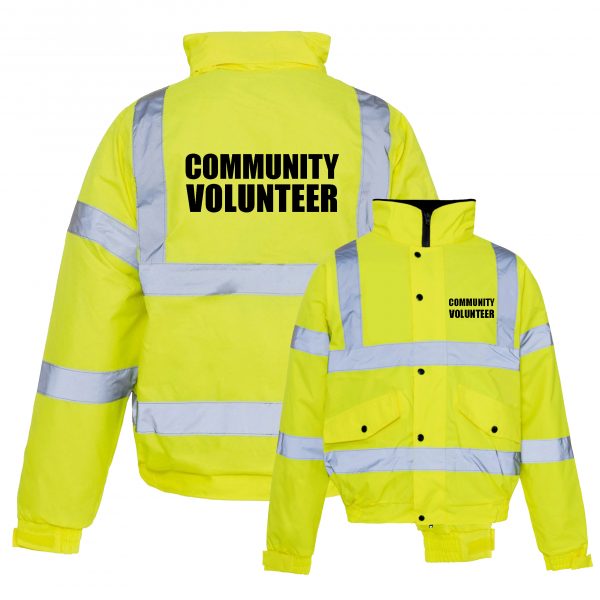 community volunteer bomber jacket hi vis