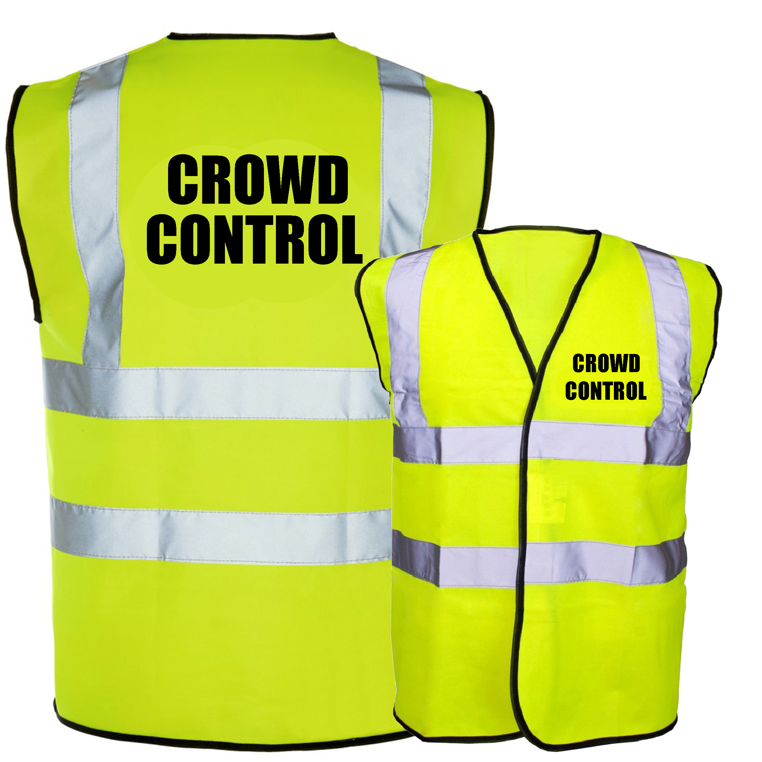 Crowd Control Pre Printed Hi Vis Safety Vest / Hi Viz Waistcoat EN ISO  20471 Yellow