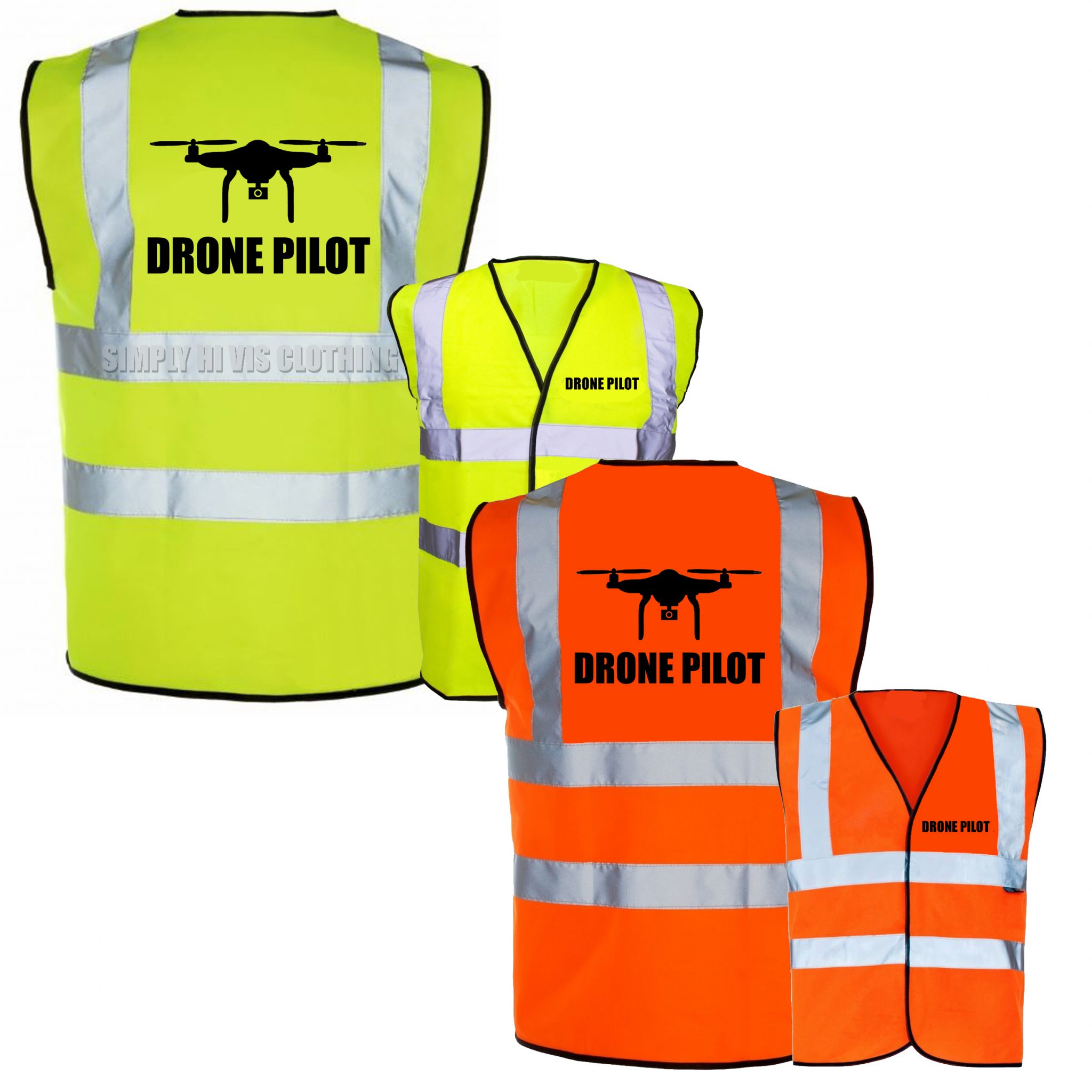 Drone Pilot Pre Printed Hi Vis Safety Vest / Hi Viz Waistcoat