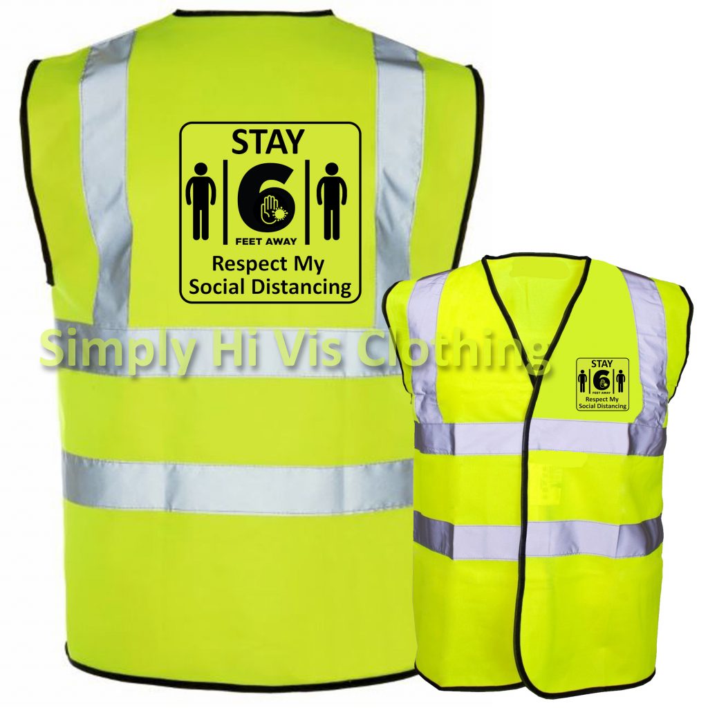 Hi Vis Hi Viz High Visibility Reflective Safety Vest/Waistcoat Social Distancing Sapphire/Pink Safe Distance Keep 2 Metres Apart