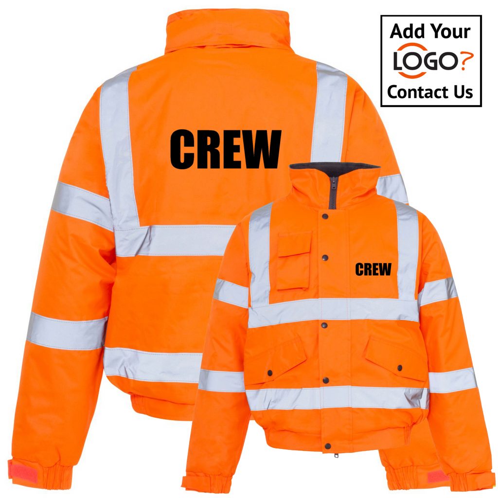Crew Pre Printed Hi Vis Bomber Jacket / Coat EN ISO 20471 Class 3