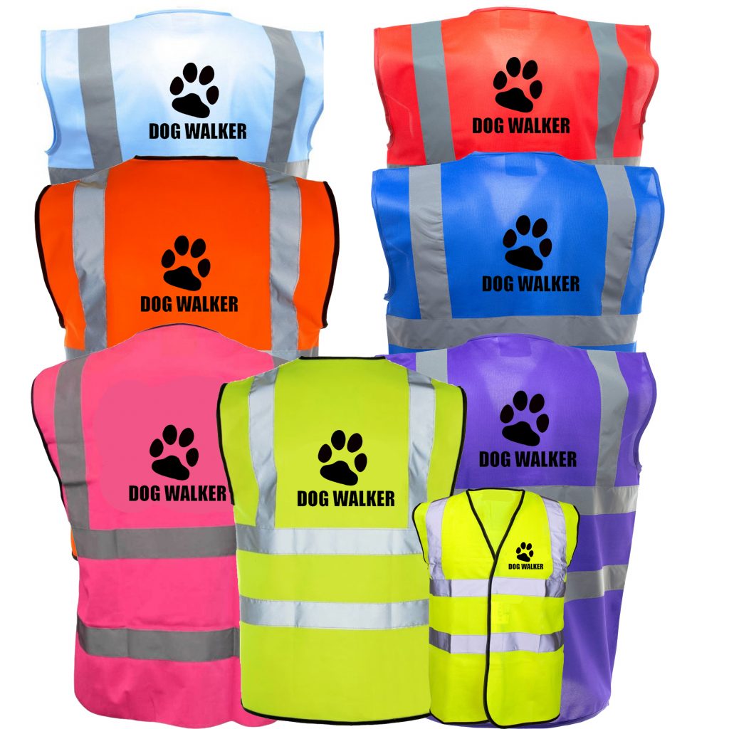 DOG WALKER Pre Printed Hi Vis Safety Vest Reflective Hi Viz Waistcoat