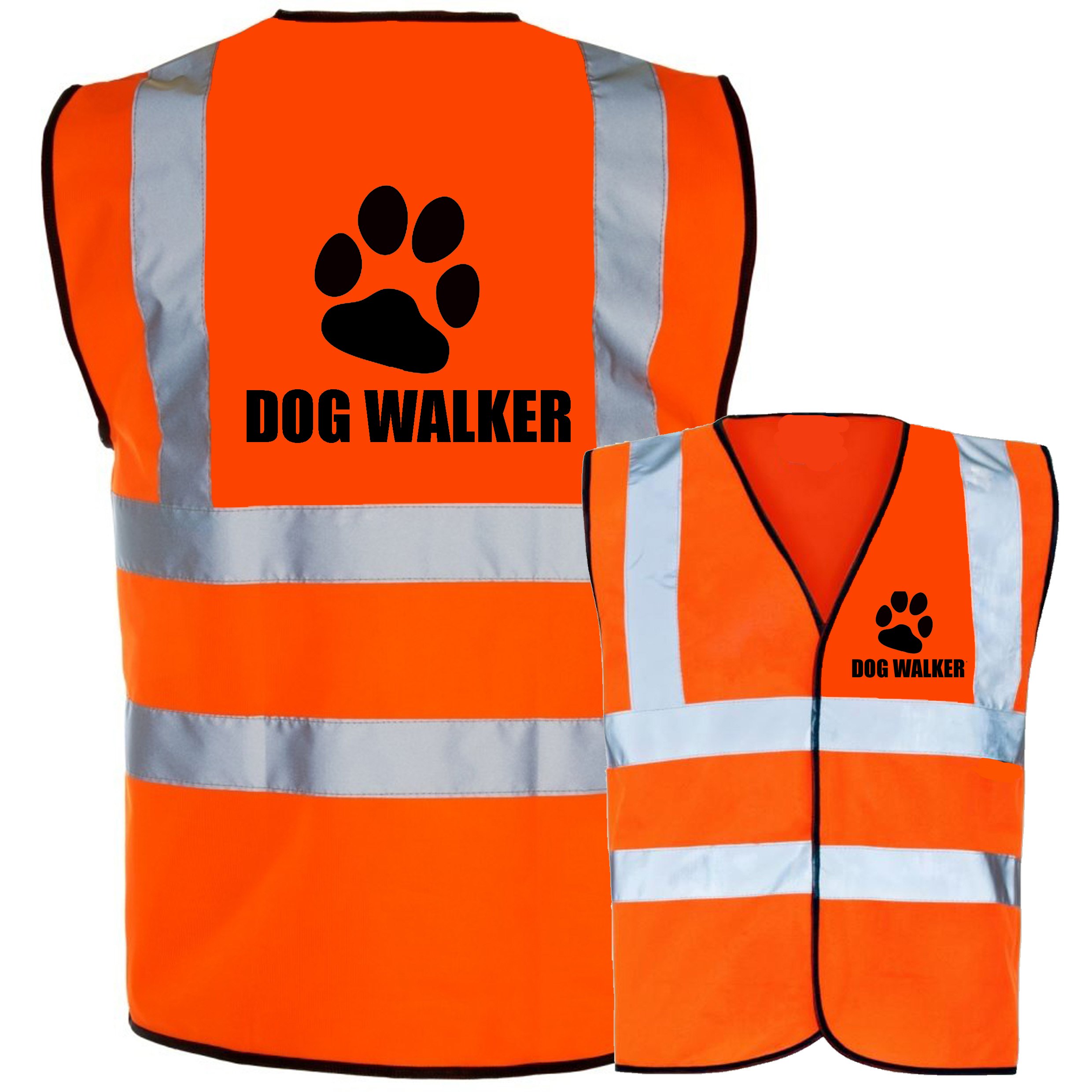 DOG WALKER Pre Printed Hi Vis Safety Vest Reflective Hi Viz Waistcoat