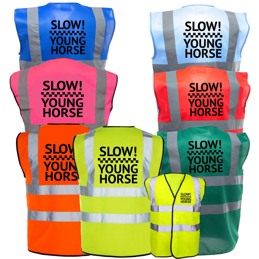 SLOW Young Horse Training PINK  Hi Vis Waistcoat Vest Equestion Riding Jacket 