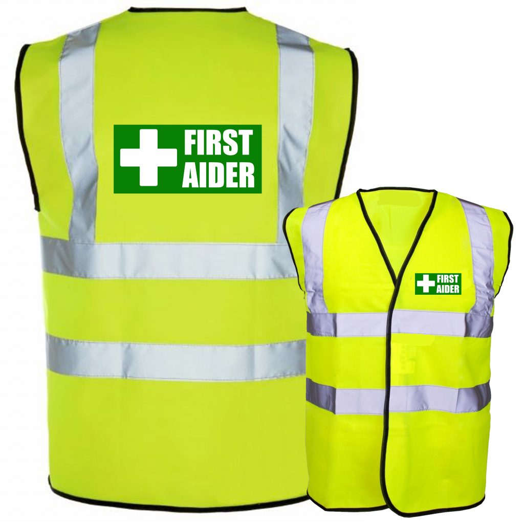 First Aider Boxed Pre Printed Hi Vis Safety Vest / Waistcoat EN ISO ...