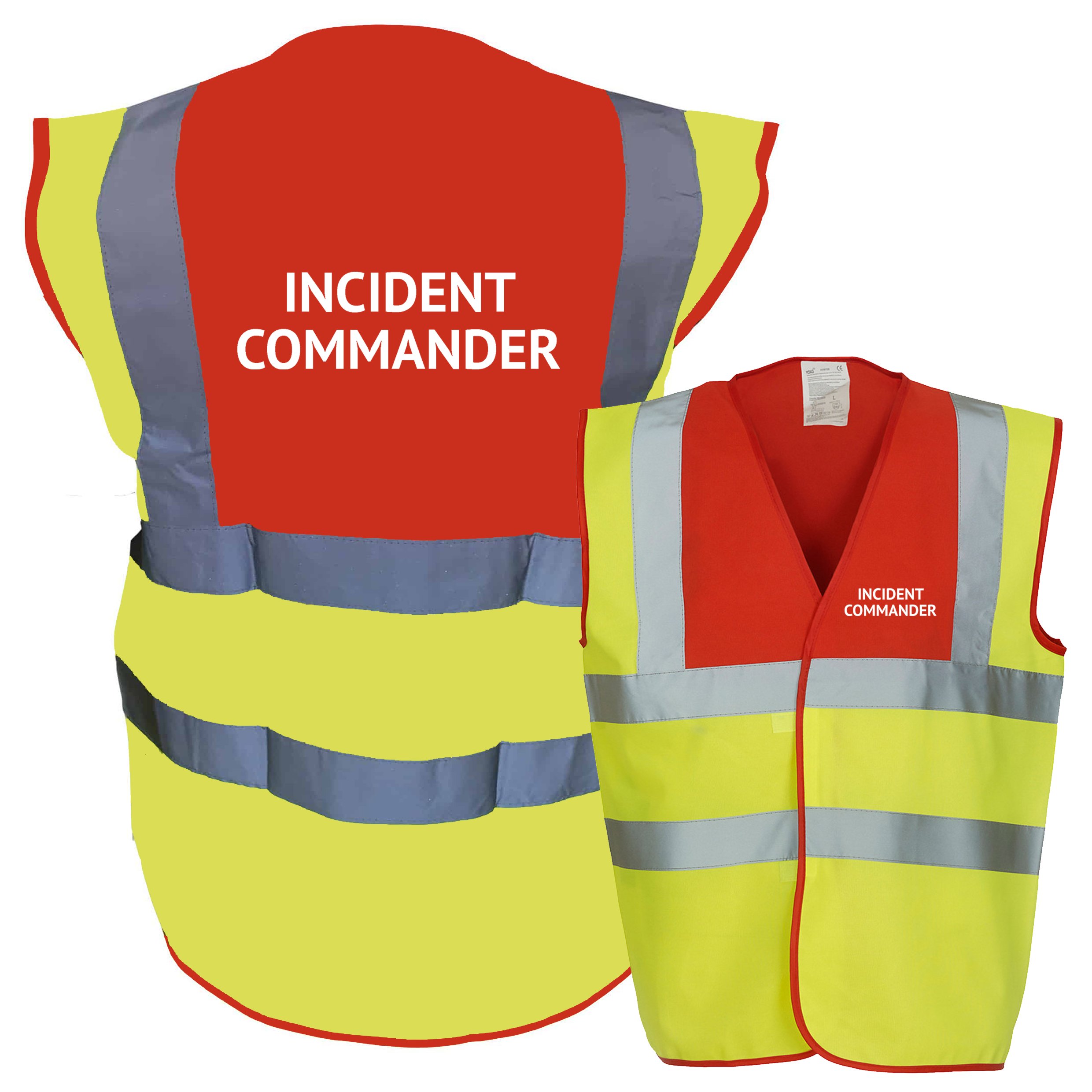 Hi Vis Safety Vest / Waistcoat Two Tone Pre Printed Incident Commander Simply Hi Vis Clothing UK
