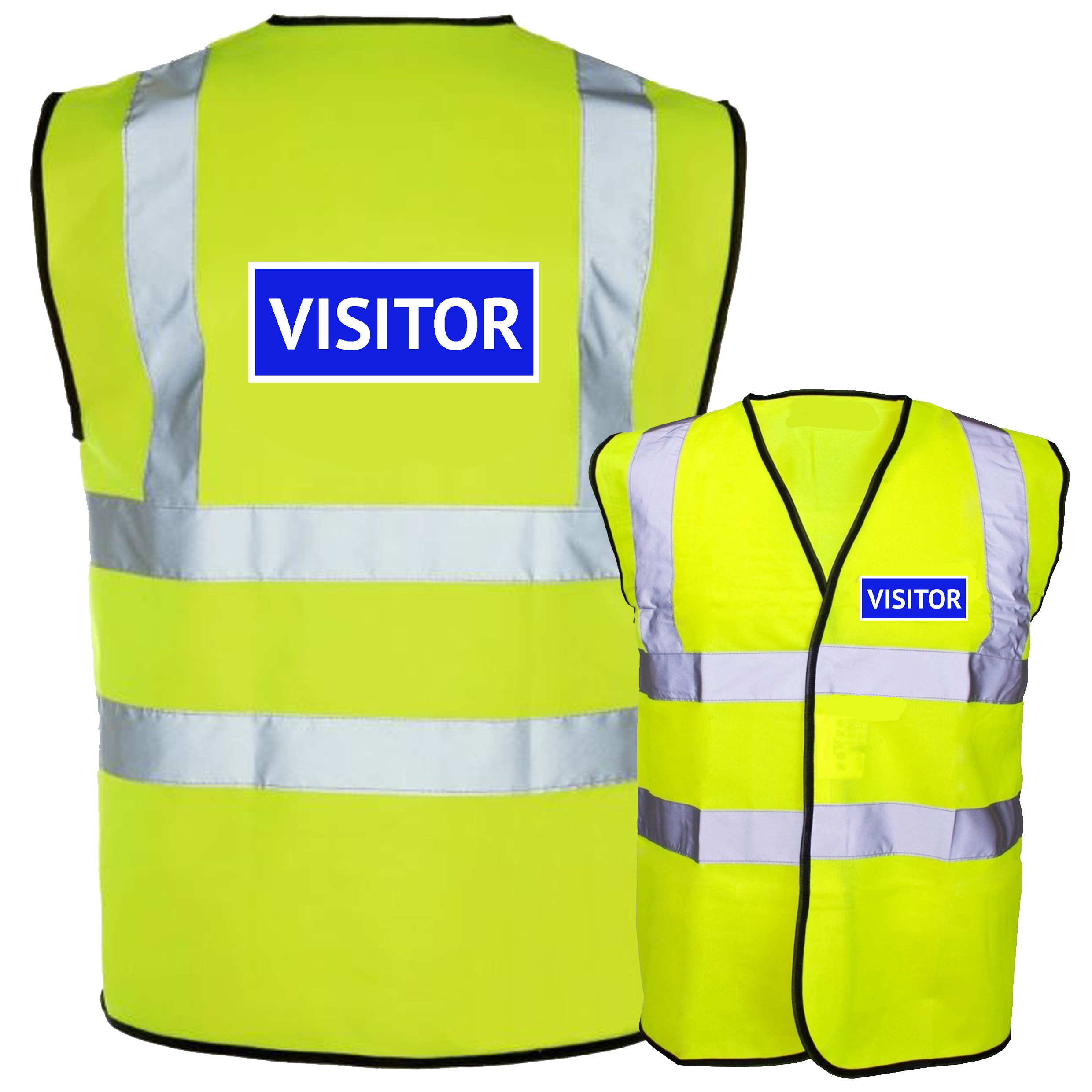 Visitor Printed in Blue Box Hi Vis Safety Vest / Hi Viz Waistcoat EN