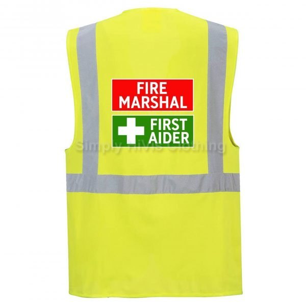 Fire Marshal & First Aider Combined Hi Vis Safety Vest / Waistcoat EN ISO 20471