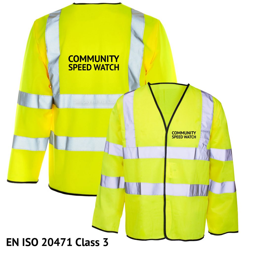 Community Speed Watch Printed Hi Vis Safety Vest / Hi Viz Waistcoat Long Sleeved Simply Hi Vis