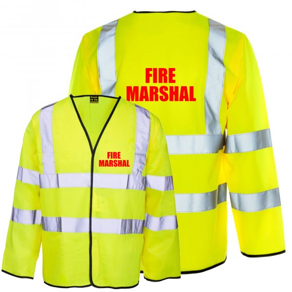 long sleeved yellow hi vis fire marshal RED