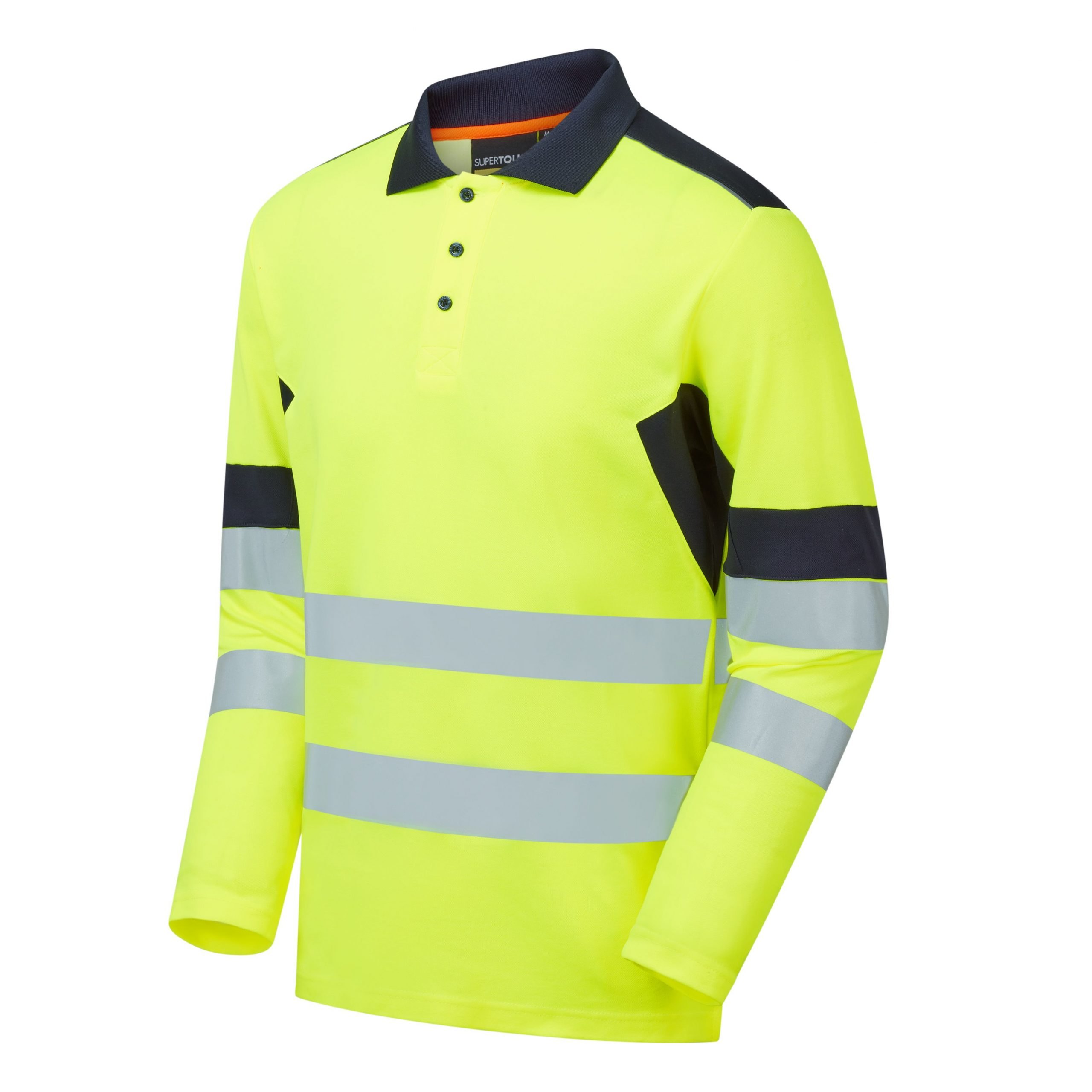 system-hi-vis-eco-cottoncool-yellow-long-sleeve-polo-front-left