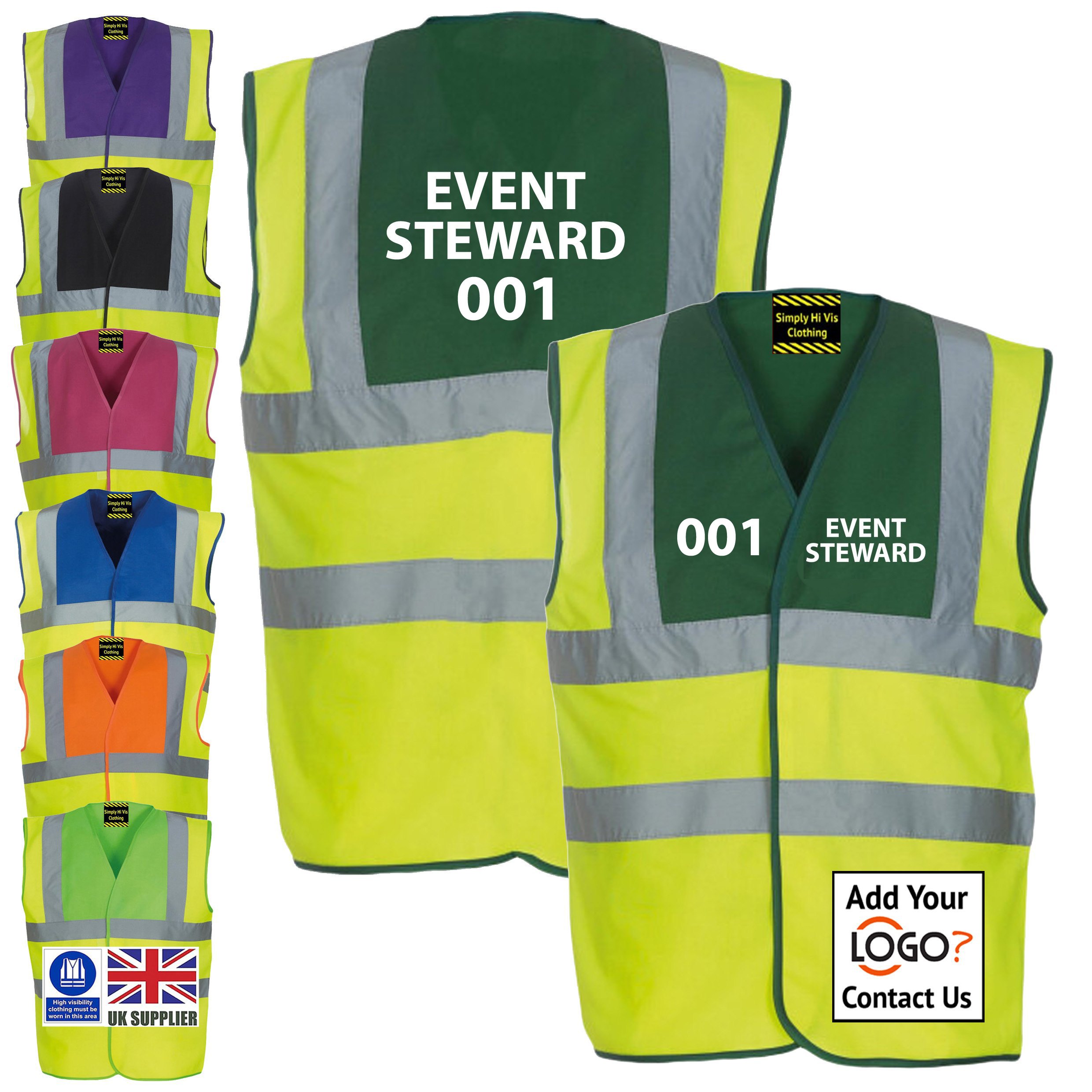 Green yellow Event Steward numbered